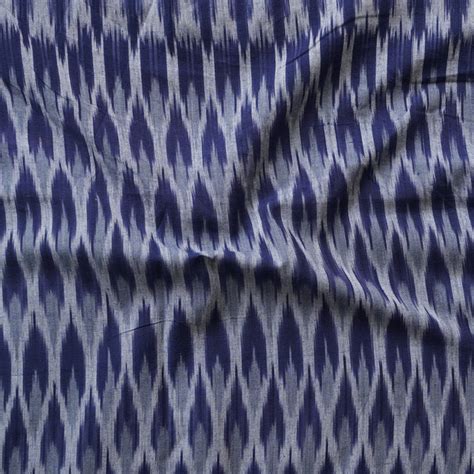 Pure Cotton Ikkat Grey With Navy Diamond Weaves Handwoven Fabric ...