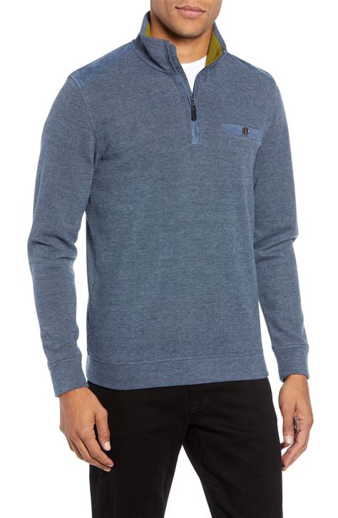 Ted Baker Decc Slim Fit Quarter Zip Pullover In Blue | ModeSens ...