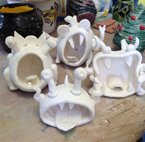 Ready for glaze... Pinch pot monsters! | Clay - Critters & Creatures ...