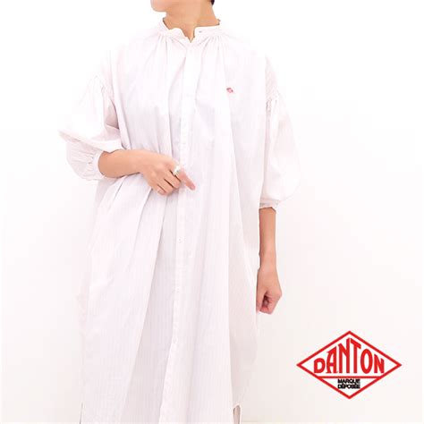 DANTON ダントン コットンポプリン バンドカラーロングシャツ チュニック COTTON POPLIN BAND COLLAR LONG ...