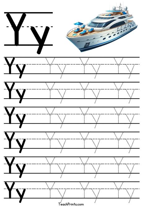 Letter Y Tracing Worksheet - Free Printables - Teach Prints