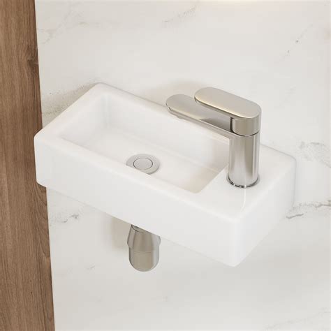 Eridanus Turner 14" x 7" White Ceramic Rectangular Wall Mount/Vessel ...