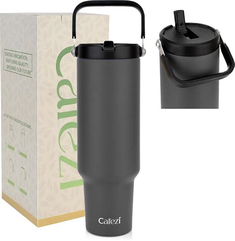 Amazon.com: Cafezi 50 oz Tumbler with Handle and Straw, Stainless Steel ...