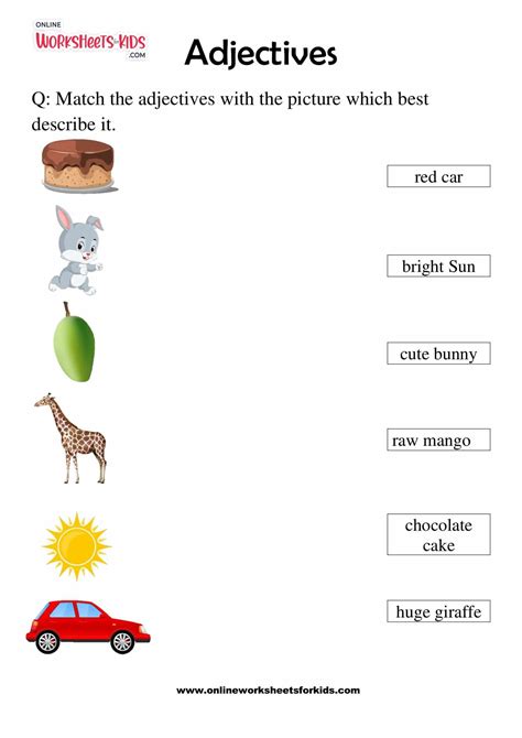 Image result for TES Adjectives Worksheet
