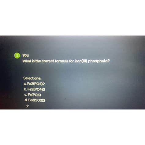 Solved YouWhat is the correct formula for iron(III) | Chegg.com