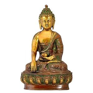 Gangesindia Bhumisparsha Lord Buddha - Brass Sculpture : Amazon.in ...