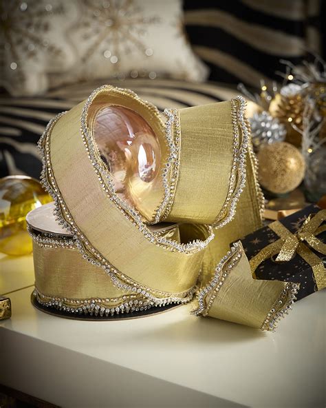 D. Stevens Velvet Lime Jewel Side Ribbon, 4"W x 5 Yards | Horchow