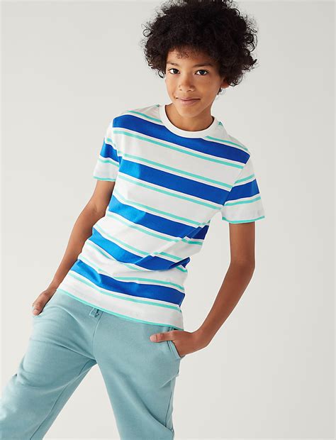 Buy Pure Cotton Striped T-Shirt at Marks & Spencer