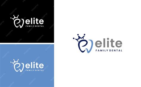 Logotipo de la familia dental de élite con vector de corona y plantilla ...