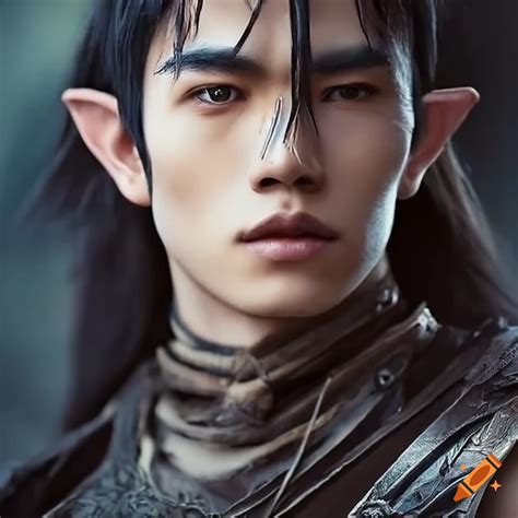 Elf men dark hair asian handsome and twin blonde hair caucasian handsome