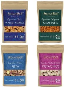 BROWNBELL Combo of Signature California Almonds, Plain Pista, Salted ...