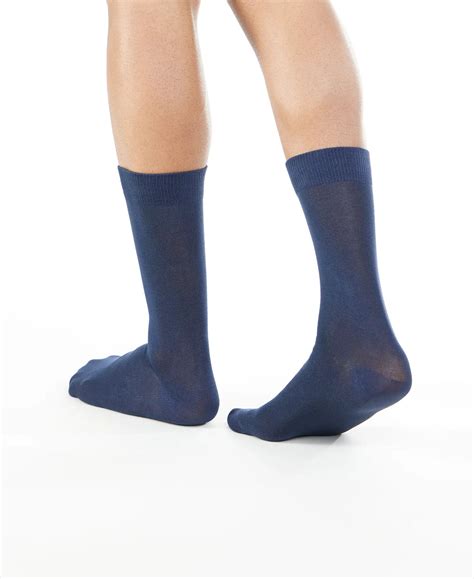 Buy Mercerized Cotton Crew Length Socks with StayFresh Treatment - Navy ...