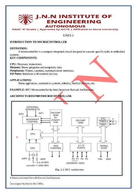 8051 Microcontroller Final Exam Notes: Key Concepts & Functions - Studocu