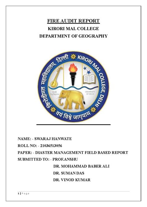 FIRE Final FILE - FIRE AUDIT REPORT KIRORI MAL COLLEGE DEPARTMENT OF ...