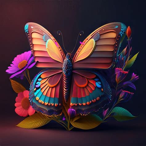 Beautiful butterfly in 3d illustration | Premium AI-generated image
