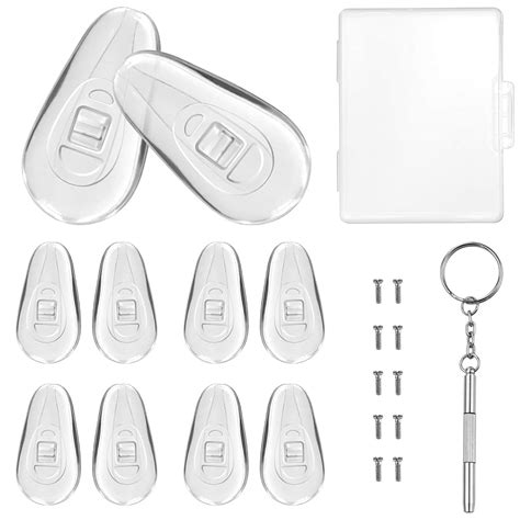 PTSLKHN Soft Silicone Eyeglass Nose Pads, 5 Pairs of 15mm Screw-in ...