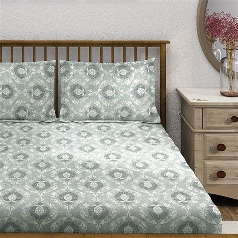 Buy SWAYAM Ananda Cotton 210TC Printed 3Pcs Queen Bedsheet Set from ...