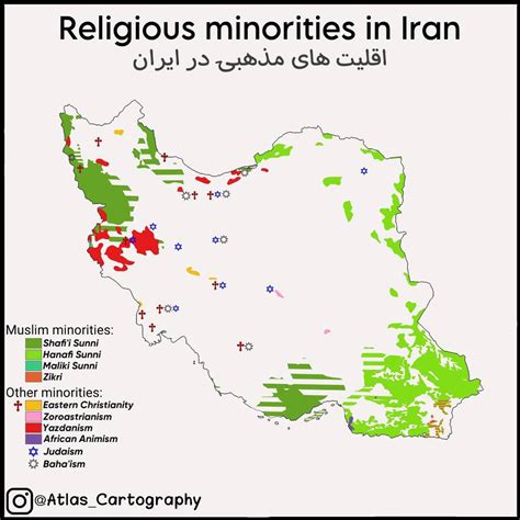 Religious minorities of Iran. by atlas_cartography - Maps on the Web