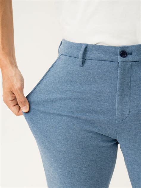 Buy Men Blue Melange Slim Fit Stretchable Workwear Pant