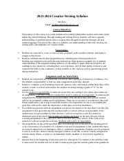 Image result for Creative Writing Course Syllabus