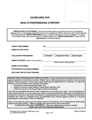 Fillable Online HEALTH PROFESSIONALS REPORT Fax Email Print - pdfFiller