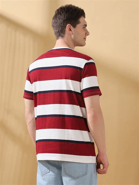 Men Striped Round Neck Cotton T-shirt – DENNIS LINGO