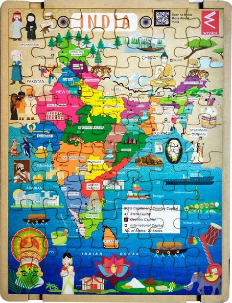 WISSEN Wooden India Map learning Jigsaw puzzle concept - Wooden India ...