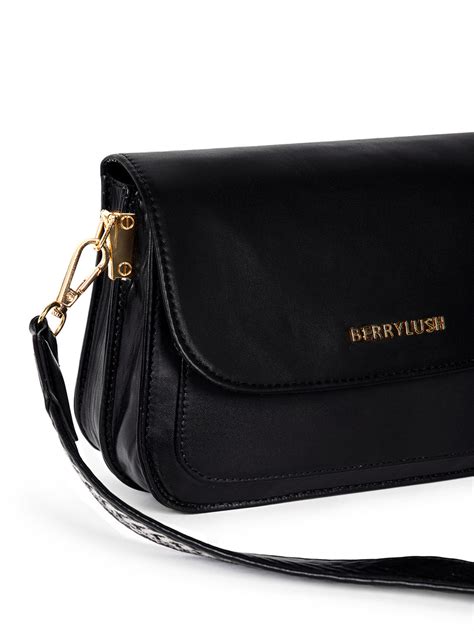 Women Solid Black PU Detachable Sling Strap Arrow Striped Pattern ...