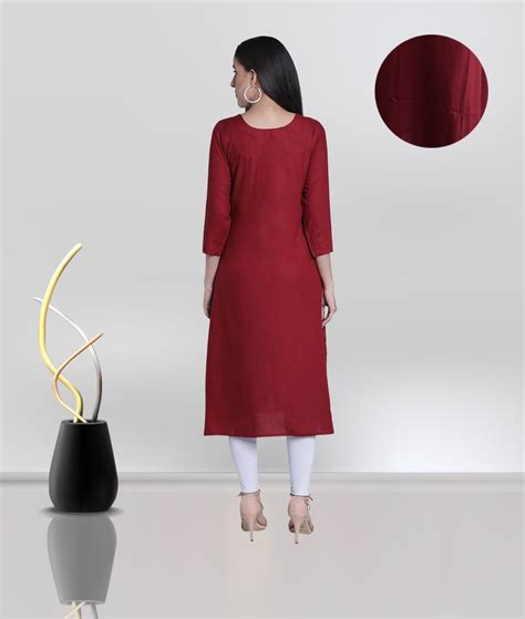 Women’s Rayon Solid Plain A-Line Asymmetric Designer Kurti (Maroon ...