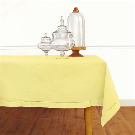 Solino Home Yellow Tablecloth 58 x 132 Inch - Cotton Linen Hemstitch ...