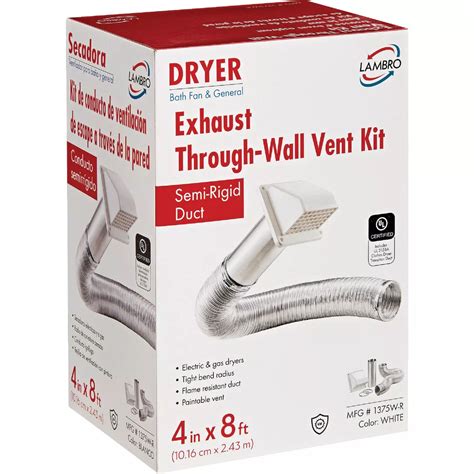 Lambro 4 In. x 8 Ft. Semi-Rigid Duct Exhaust Through-Wall Dryer Vent ...