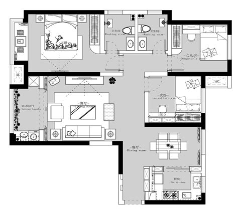 美式二居室96平米16.7万-新生活家园商铺装修案例-济南房天下家居装修网