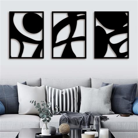 Amazon.com: Black Abstract Metal Wall Art Decor for Living Room Bedroom ...