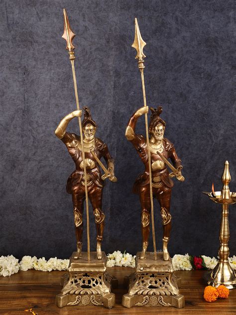 Handcrafted Brass Roman Soldiers - 30 Inch Antique tone – Budhshiv.com