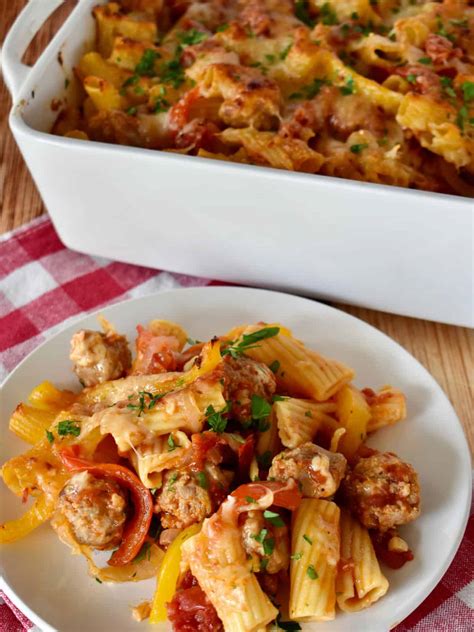 Italian Sausage and Peppers Pasta Bake Recipe - This Italian Kitchen