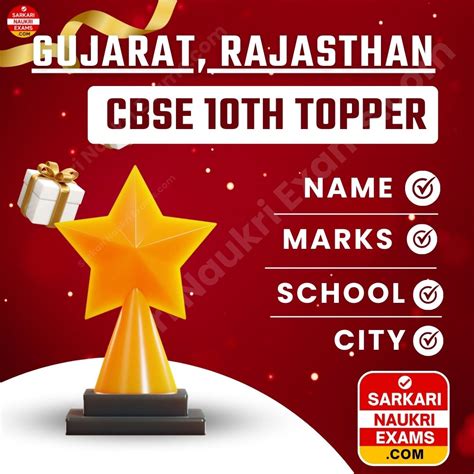 Gujarat & Rajasthan - CBSE 10th Topper List 2024 (District Wise)