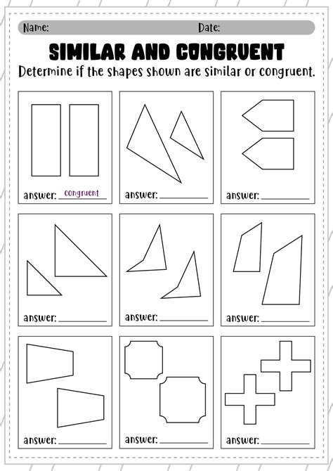Congruent Shapes Worksheet Pdf