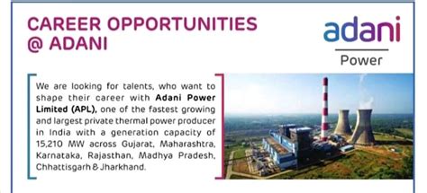 Adani Power Limited Job vacancy for Mechanical Electrical Operation and ...