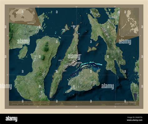 Cebu, province of Philippines. High resolution satellite map. Locations ...