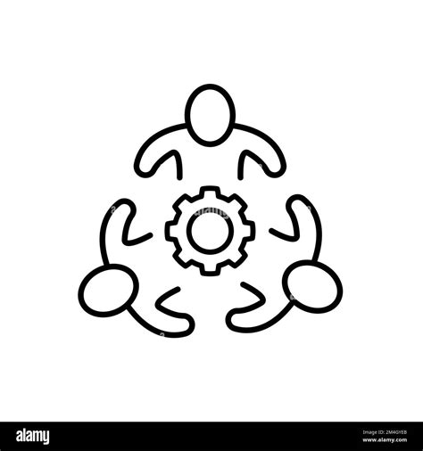 Cooperation line icon. Cooperation mechanisms between workers. Discussion, collaboration, common ...