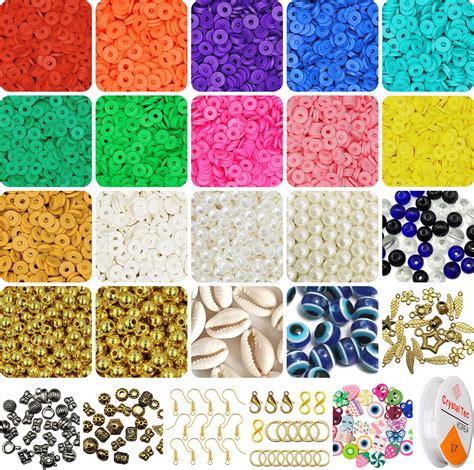 INDIKONB Multicolour Beads Set Combo - Polymer Beads, Golden Charms ...