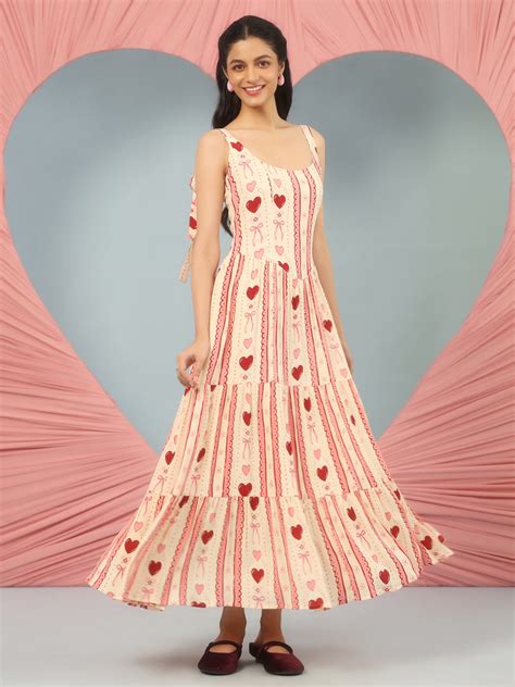 Buy Women's Printed Long Dress with Corset Back Online in India | Anayna