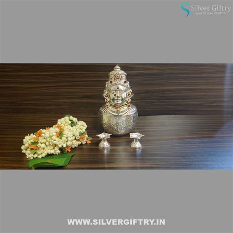 German Silver Lakshmi Face With 5" Kalsha – Silver Giftry