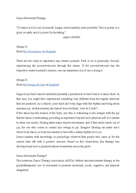 Dance Movement Therapy - Dance Movement Therapy “To dance is to be out ...