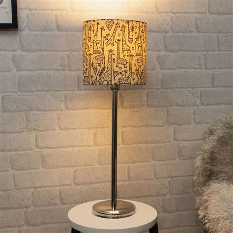Buy HOMESAKE Beige Steel Table Lamp With Printed Linen Shade from ...