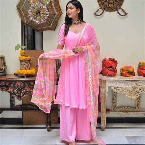 Baby Pink Shibori Sharara Suit Set – Label Krisha