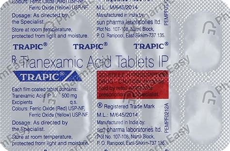 Trapic 500 MG Tablet (10): Uses, Side Effects, Price, Dosage ...