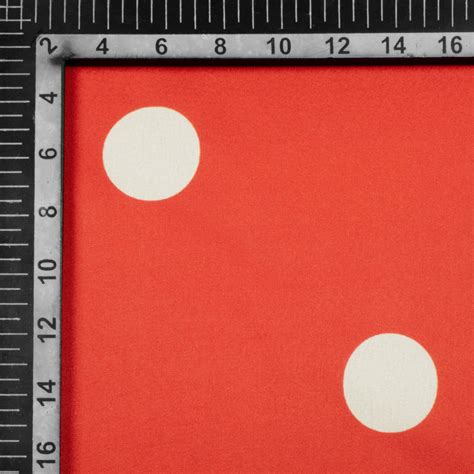 Vermilion Red And Off White Polka Dots Pattern Digital Print Japan Sat ...