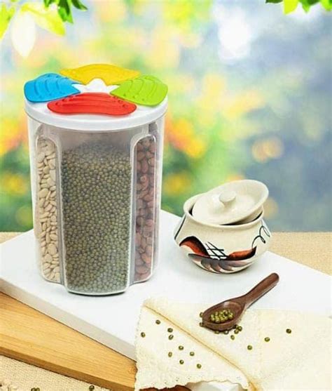 Buy TP INCORP 2500 ML 4 Section Easy Flow Cereal Dispenser Storage Jar ...