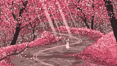 Sakura Tree Pixel Live Wallpaper - MoeWalls